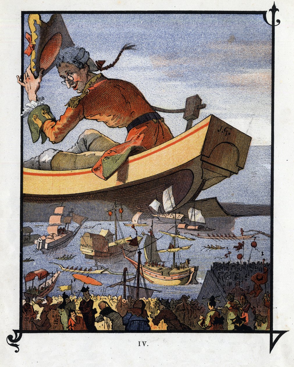 قال Lemuel Gulliver وداعًا لـ Lilliputians. رسم توضيحي لـ "" رحلات جاليفر "" بقلم جوناثان سويفت (1667-1745) بواسطة هنري جول جان جوفروي