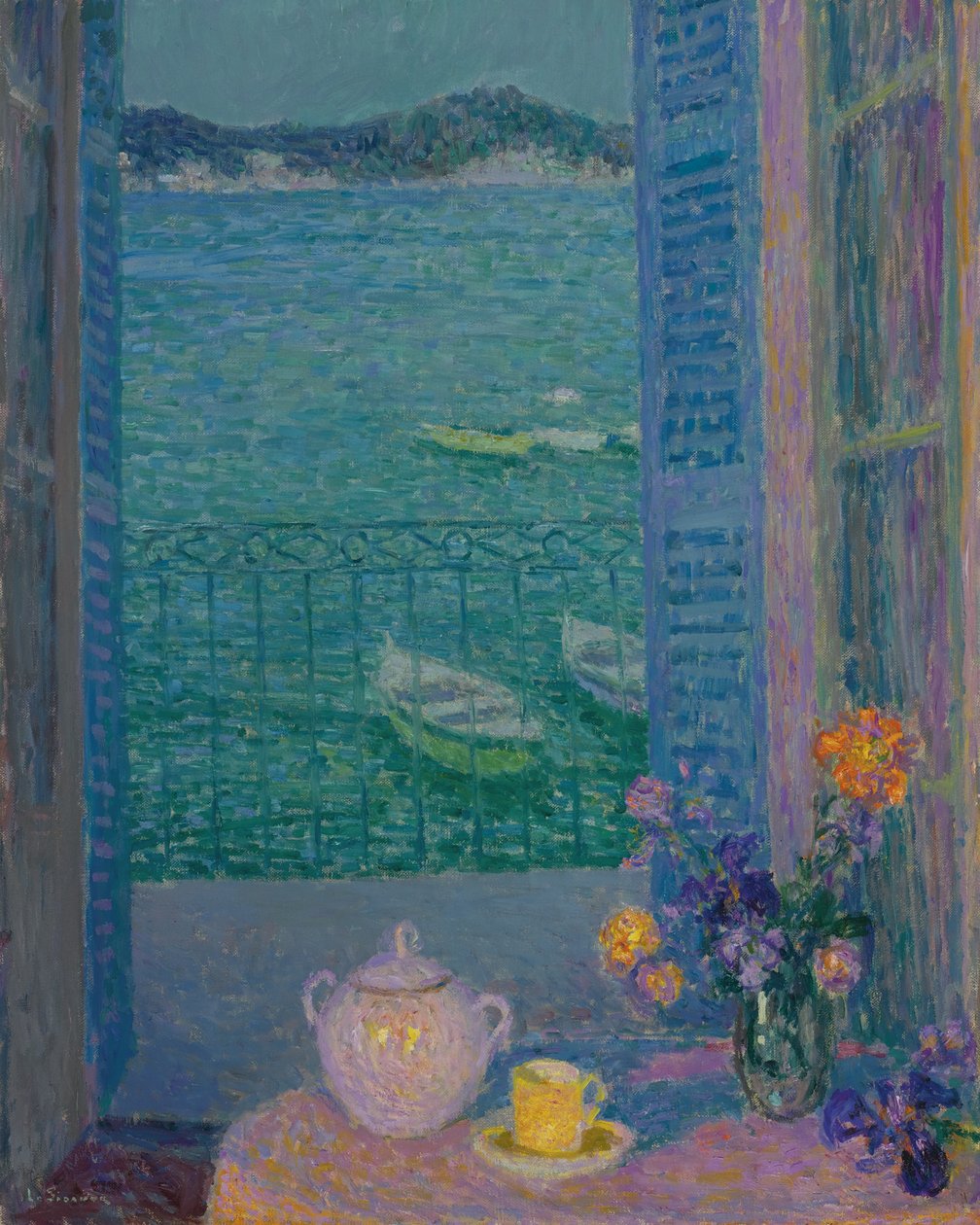 باقة من الزهور في النافذة ، Villefranche-sur-Mer ، 1928 بواسطة هنري لو سيدانر