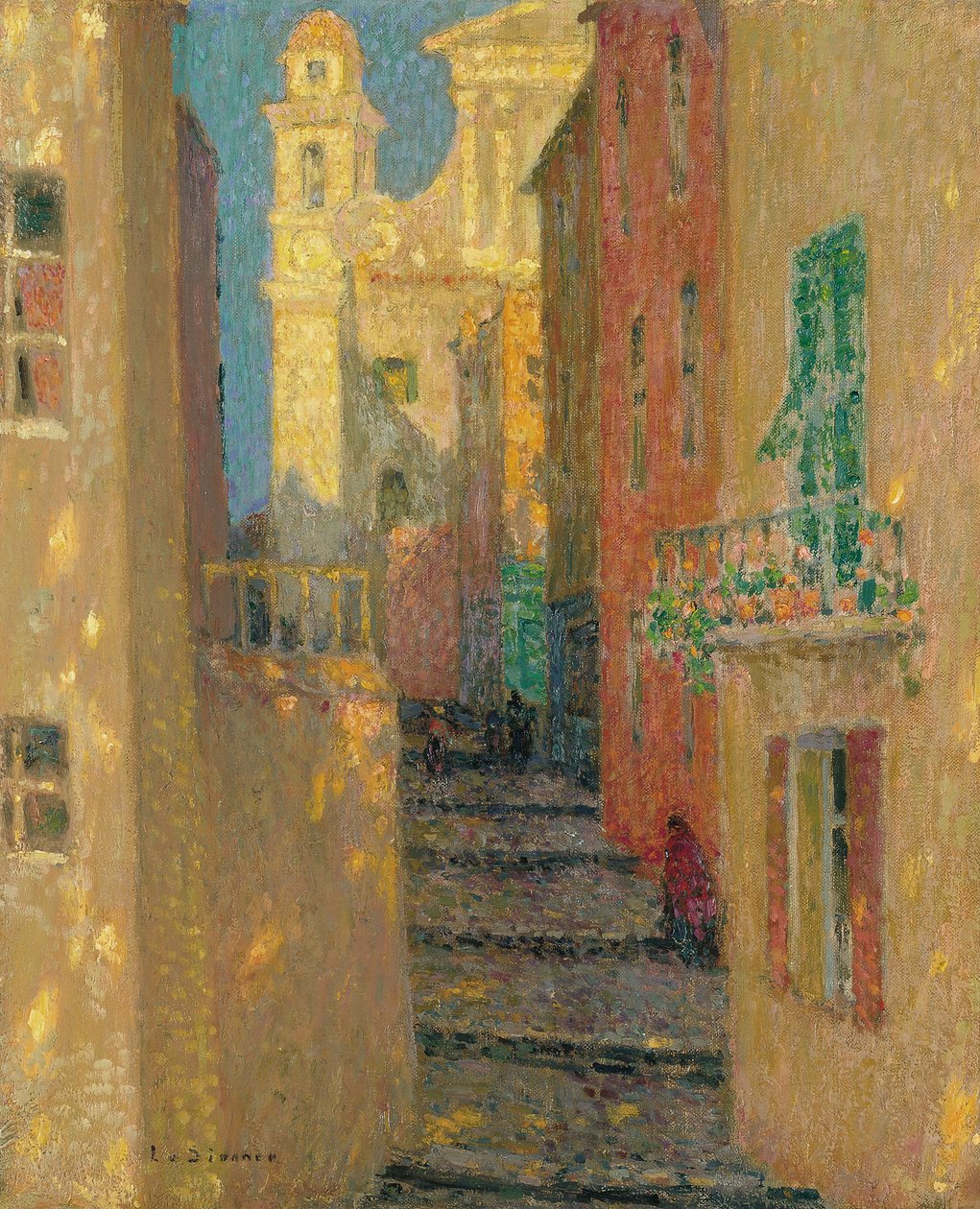 Rue de lEglise، Villefranche-sur-Mer، 1928 بواسطة هنري لو سيدانر