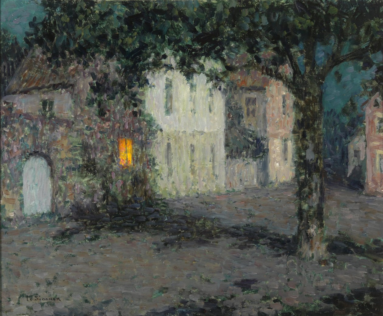 Moonlit City Square في Cherbourg ، ca 1934 بواسطة هنري لو سيدانر