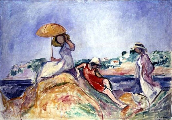 نساء على البحر حوالي 1910 (زيت على قماش) بواسطة هنري ليباسك
