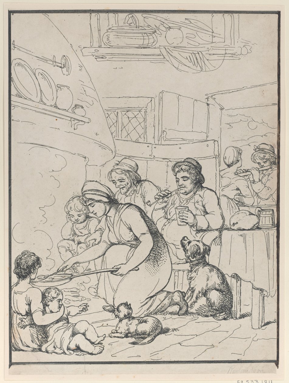 الأكواخ ، مع فايرسايد ، 1799. بواسطة إشعار هنري