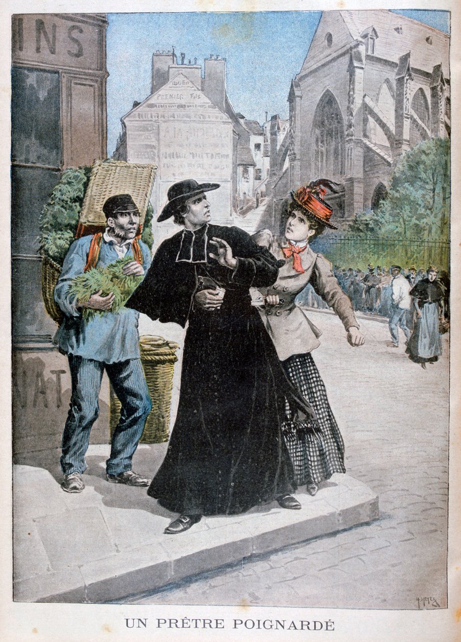 كاهن كاثوليكي يطعن بواسطة امرأة في الشارع ، فرنسا ، 1897 بواسطة هنري ماير