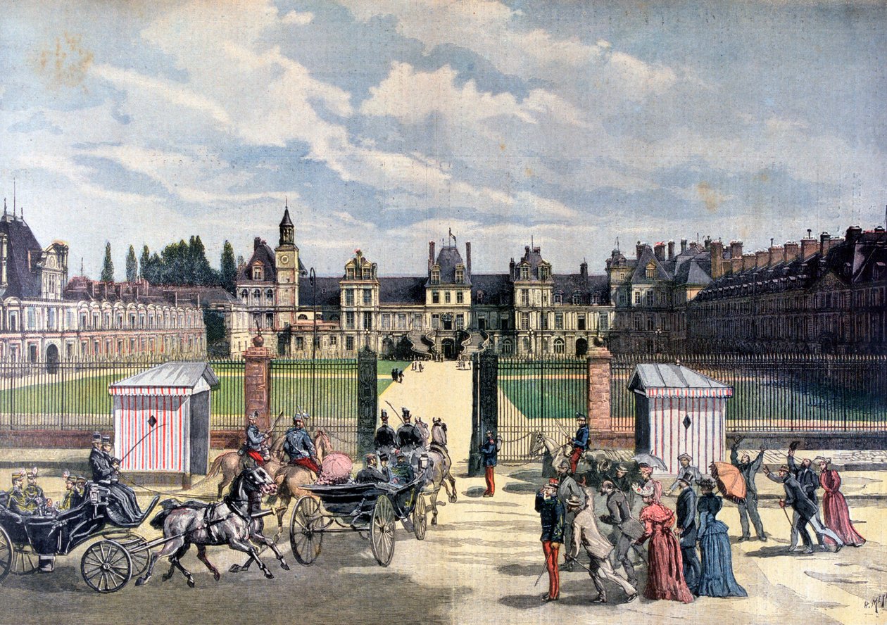 وصول رئيس الجمهورية ، Château de Fontainebleau ، 1892 بواسطة هنري ماير