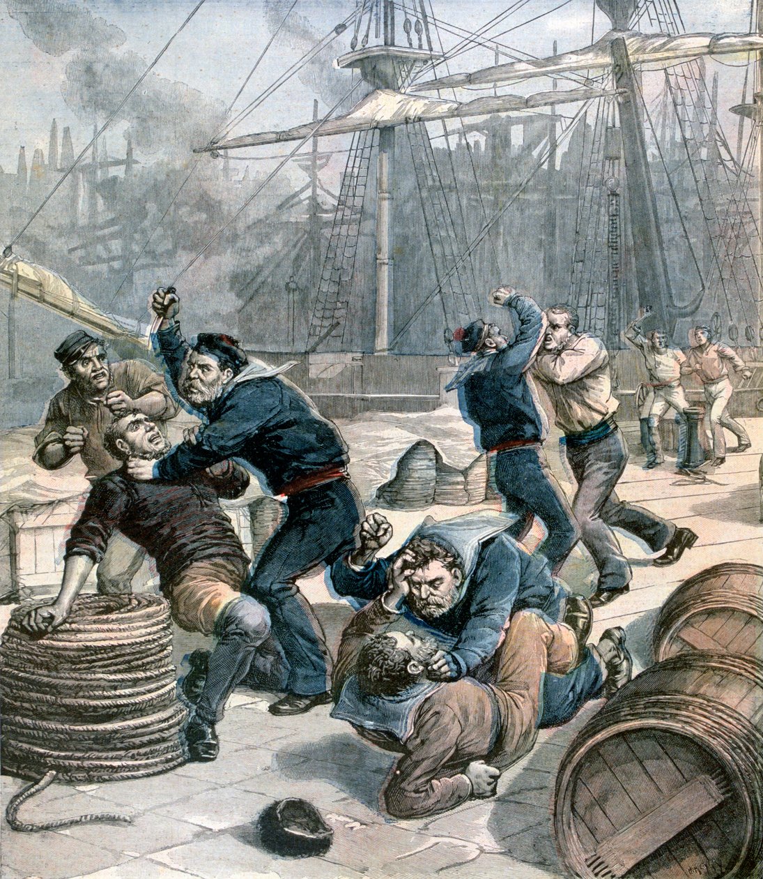 شجار بين البحارة الإنجليز والألمان في Millwall Docks ، لندن ، 1892 بواسطة هنري ماير