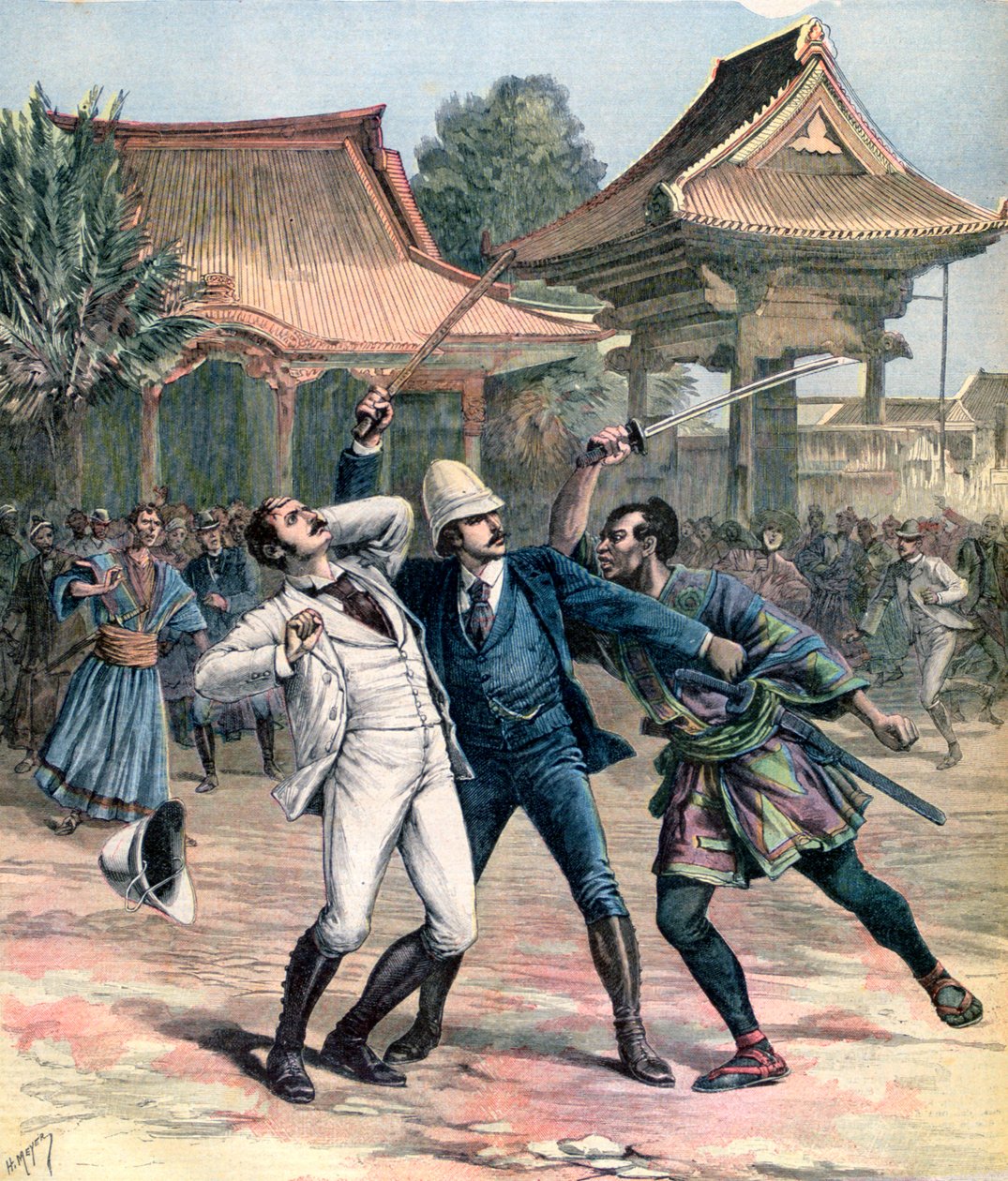 فشل اغتيال تساريفيتش نيكولاس من روسيا ، أوتسو ، اليابان ، 1891 بواسطة هنري ماير