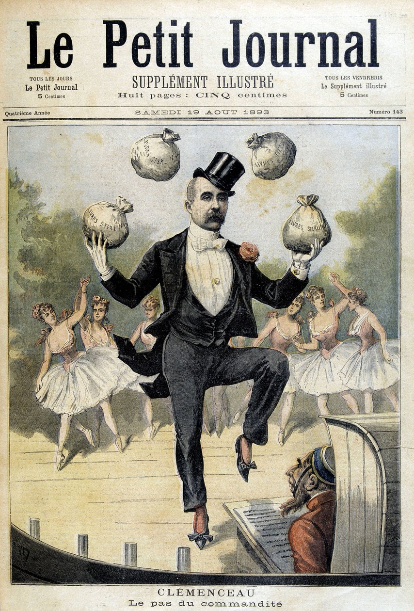 جورج كليمنصو يتلاعب بالجنيه الاسترليني - في "" Le Petite Journal "في 19/08/1893 بواسطة هنري ماير