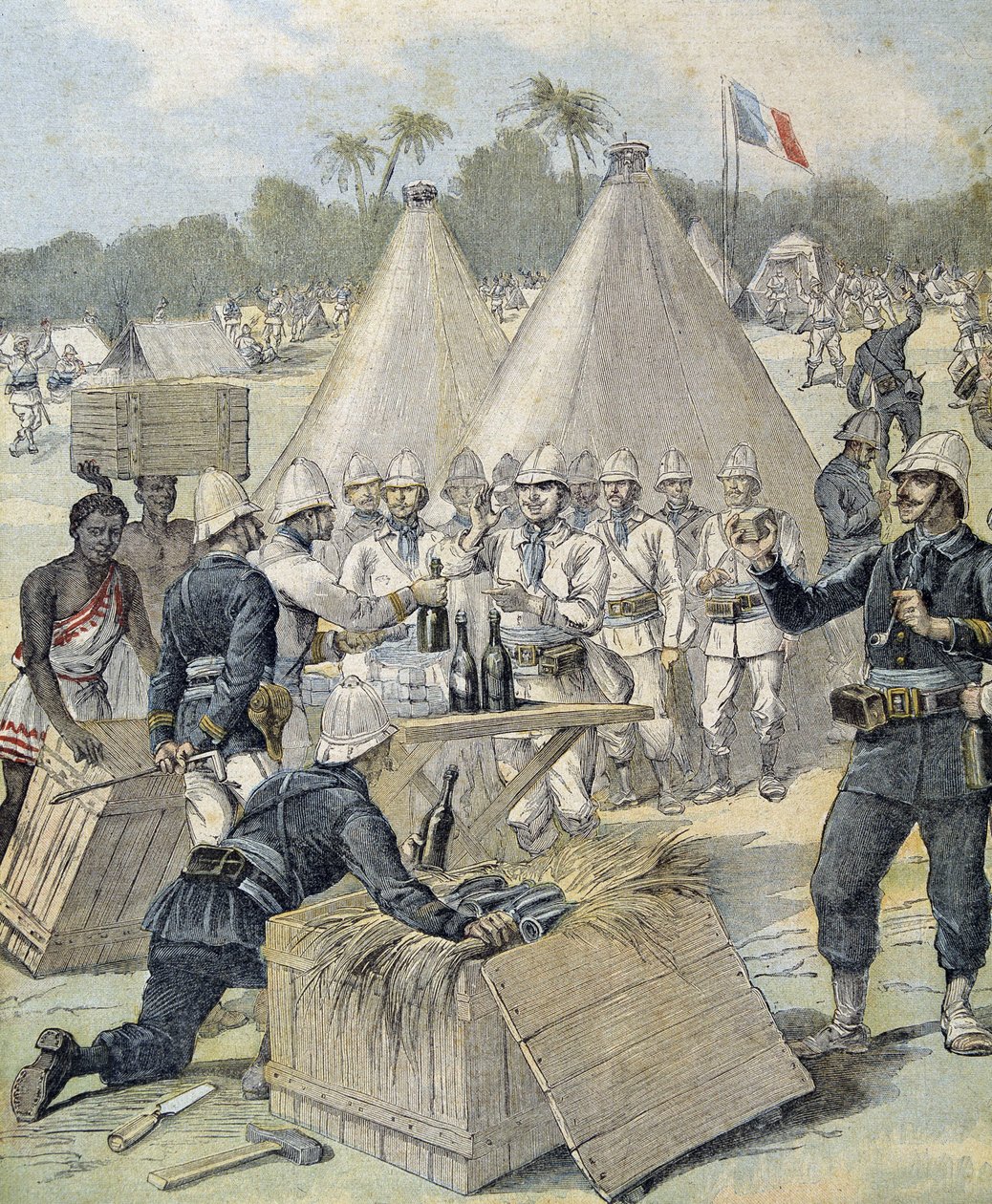 هدايا السنة الجديدة للجنود في داهومي (بنين الآن) - في "" Le Petity Journal "" في 31/12/1892 بواسطة هنري ماير