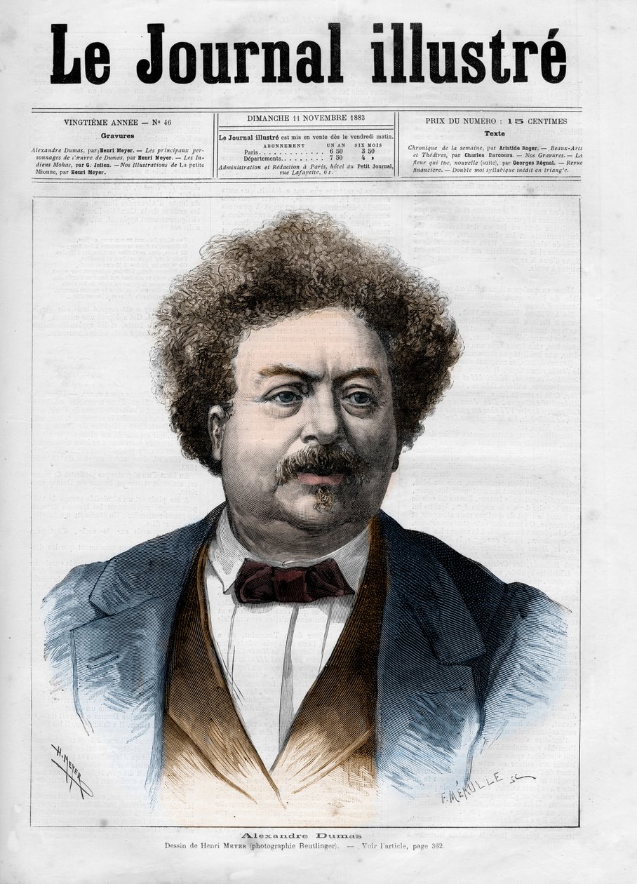 صورة ألكساندر دوماس بيري (1802-1870) صفحة غلاف "المجلة المصورة" لعام 1883 - رسم هنري ماير (1844-1899) بواسطة هنري ماير
