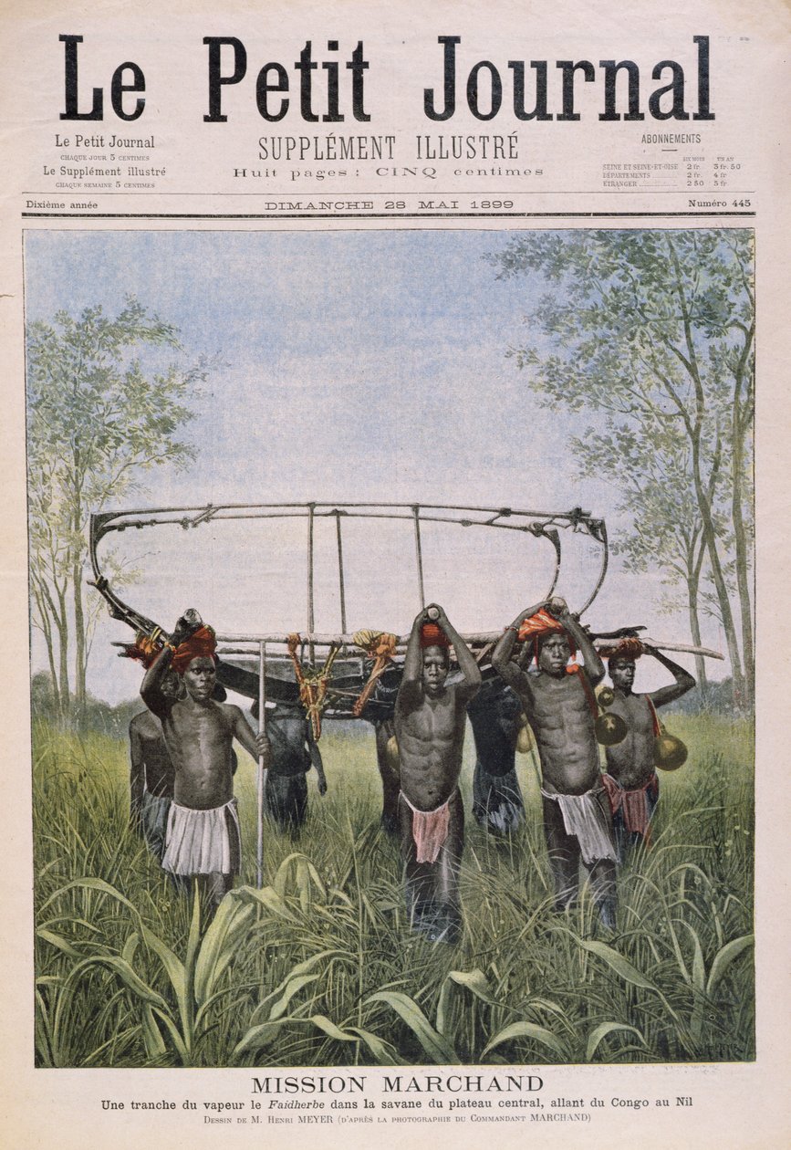 رحلة Marchand Mission من الكونغو إلى النيل ، من Le Petit Journal ، 28 مايو 1899 بواسطة هنري ماير