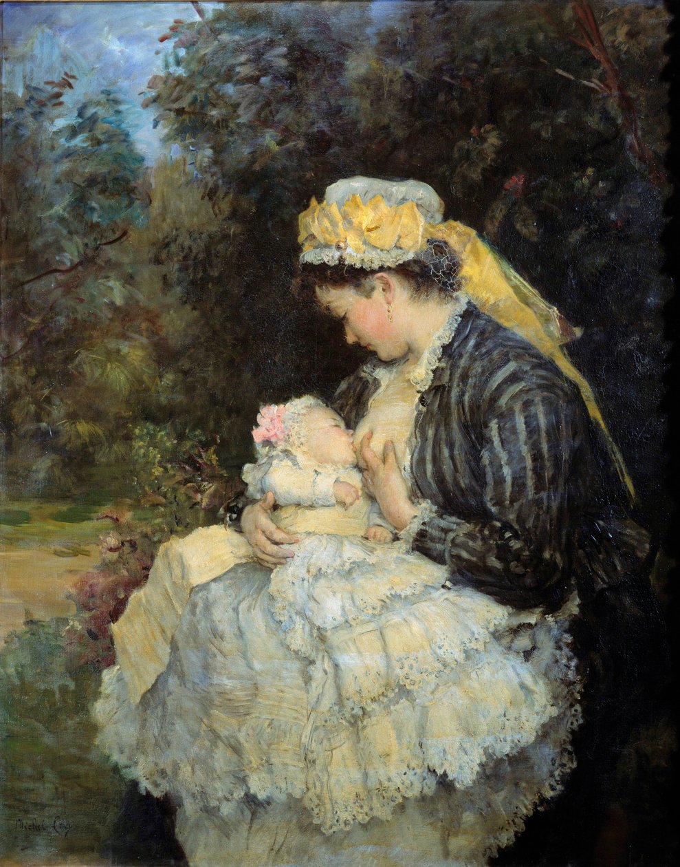 ممرضة تمرض طفلاً لوحة رسمها هنري ميشيل ليفي (1844-1914). بواسطة هنري ميشيل ليفي