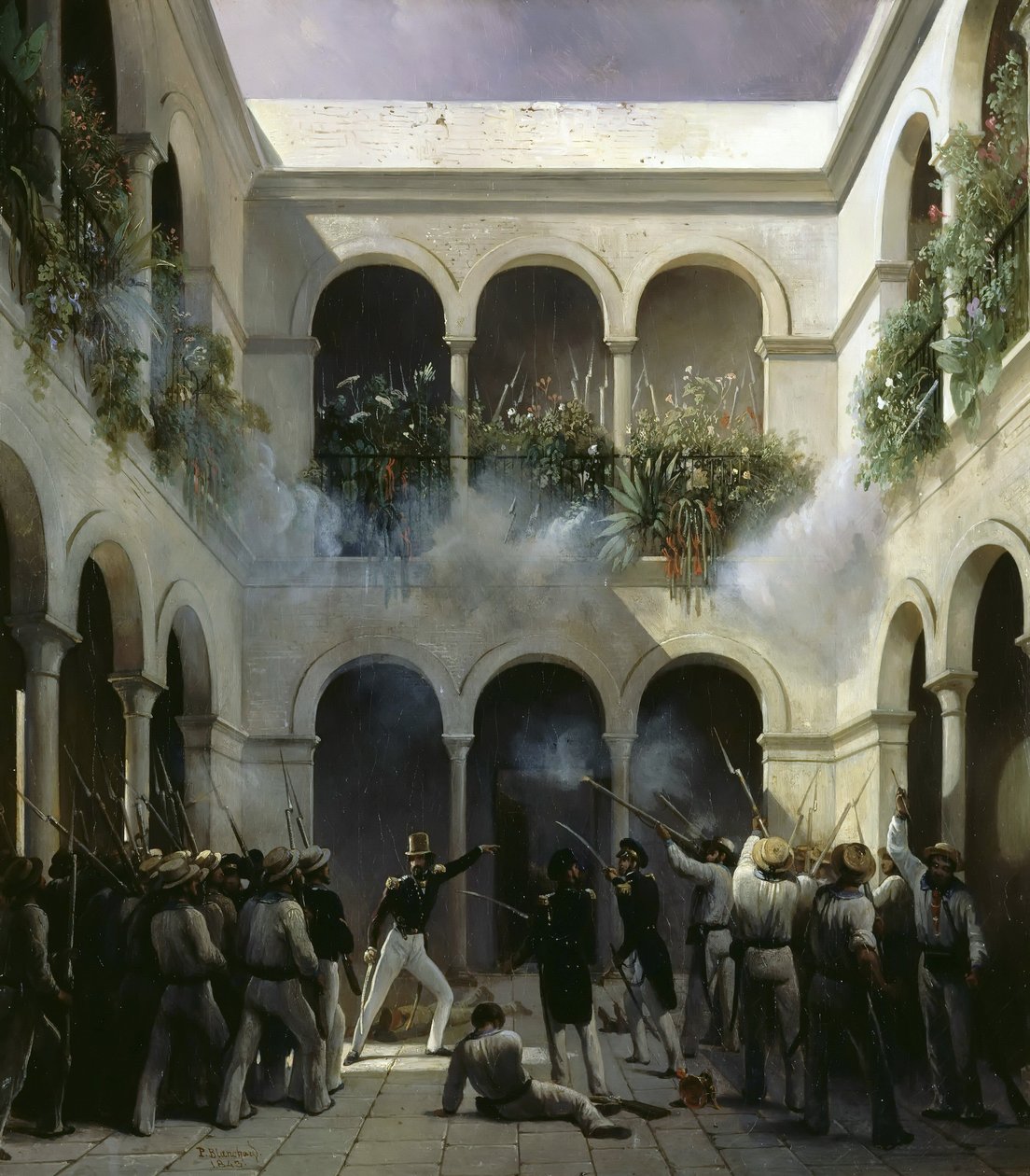 هجوم فرانسوا دورليان ، الأمير دي جوينفيل في فيراكروز في 5 ديسمبر 1838 بواسطة هنري بيير ليون فاراموند بلانشارد