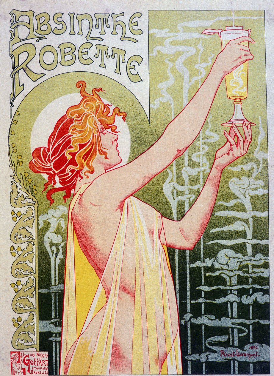 ملصق إعلاني لـ "Absinthe Robette" بواسطة Privat Livemont بواسطة هنري أنطوان ثيودور ليفيمونت