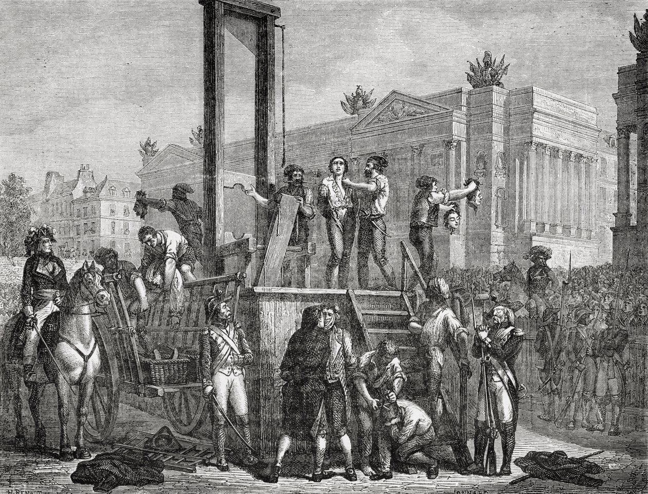إعدام روبسبير وأتباعه عام 1794 ، نقشته جونارد بواسطة هنري رينو
