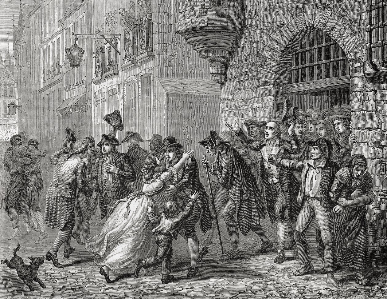 الإفراج عن المعتدلين ، 1794 ، من "تاريخ الثورة الفرنسية" بواسطة لويس بلانك (1811-1882) منقوش بواسطة بول جونارد (ت 1902) 1847-62 بواسطة هنري رينو