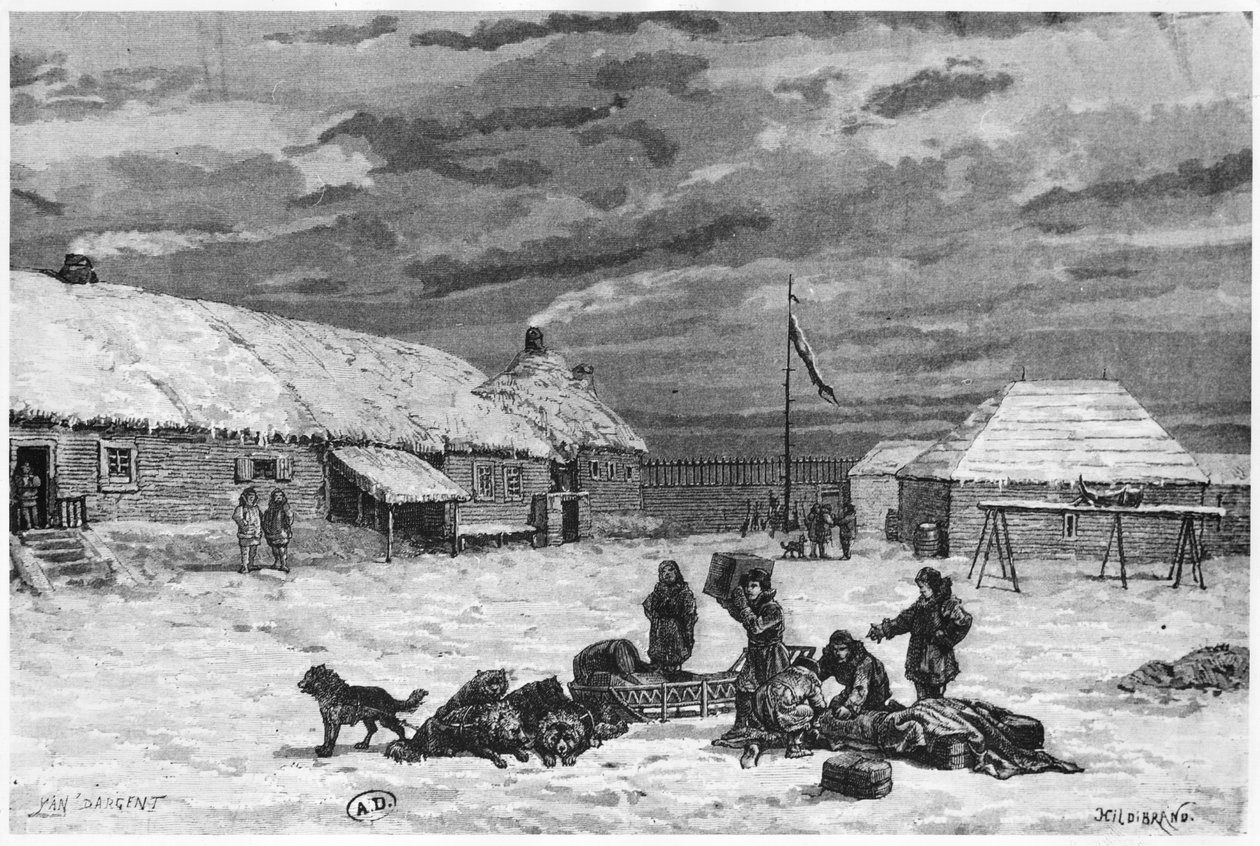 تجارة الفراء في ألاسكا ، حصن سان ميشيل ، 1867 بواسطة هنري ثيوفيل هيلديبراند