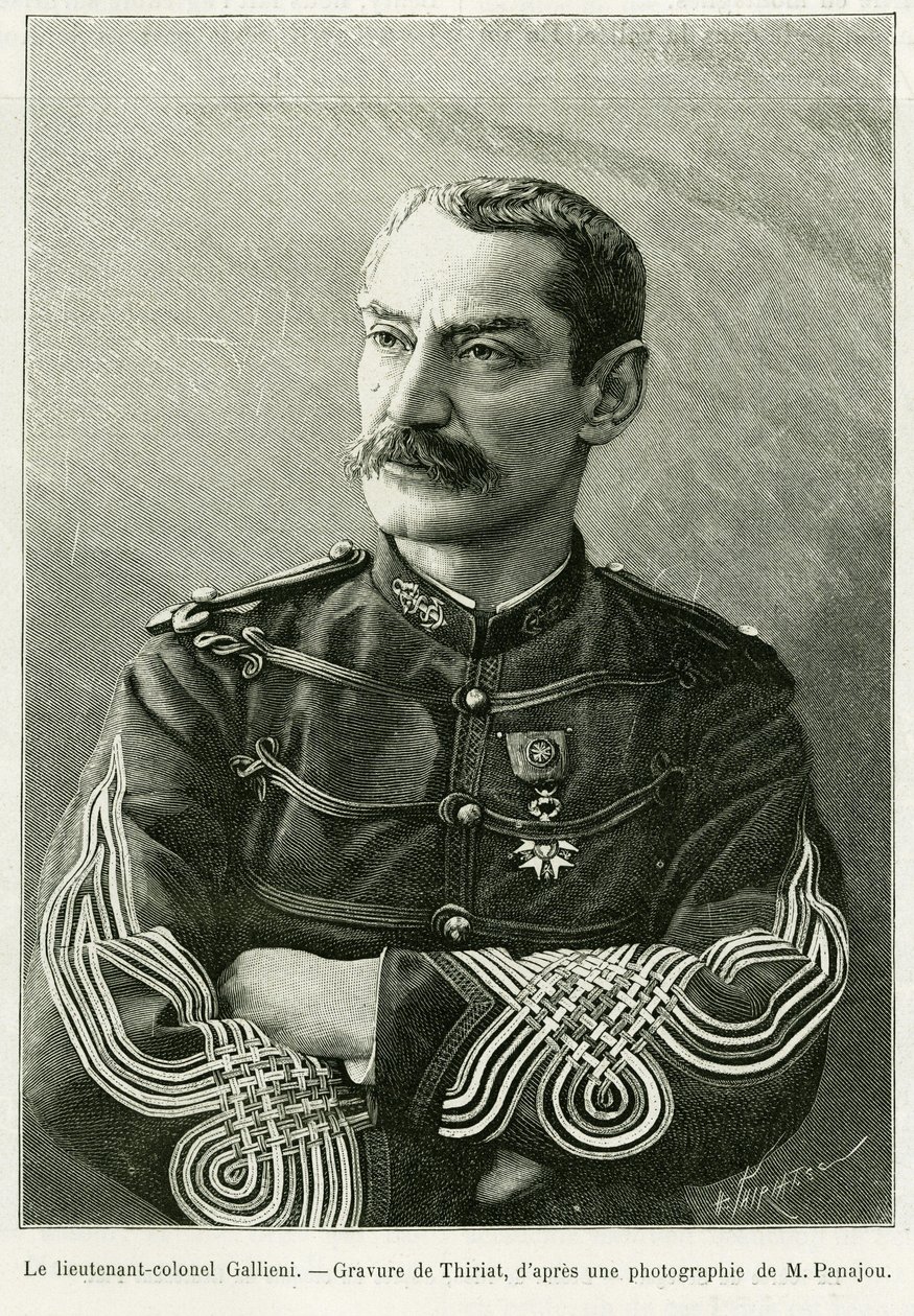 اللفتنانت كولونيل جوزيف جالييني (1849-1916). نقش من قبل ثريات ، لتوضيح القصة حملتان في السودان الفرنسي بواسطة هنري تيريات