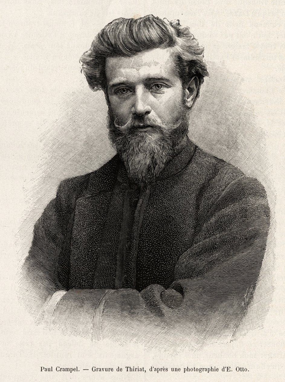 صورة بول كرامبل (1864-1891) ، المستكشف الفرنسي لأفريقيا الوسطى. نقش هنري ثريات لتوضيح قصة "La Mission Crampel" "لألبرت نيبوت (1862-1939) ، في عام 1890 ، في Le Tour du Monde 1892 ، من إخراج إدوارد شارتون (1807-1891) ، H بواسطة هنري تيريات