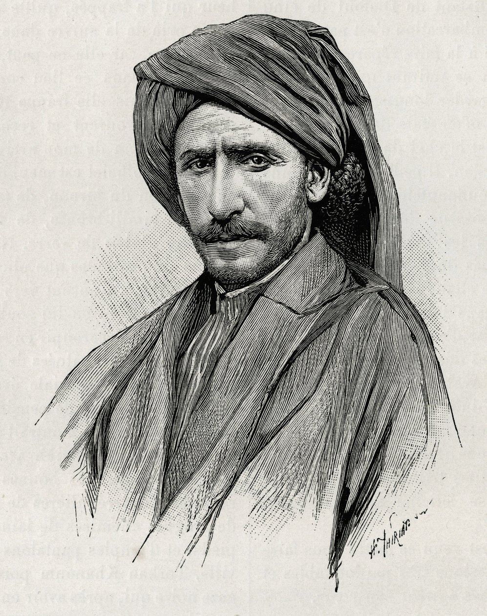 صورة للشيخ موسى ، أقوى زعيم قبلي في عربستان (أو شبه الجزيرة العربية). نقش لثيريات لتوضيح قصة "بلاد فارس وتشالدي وسوسيان" بواسطة هنري تيريات