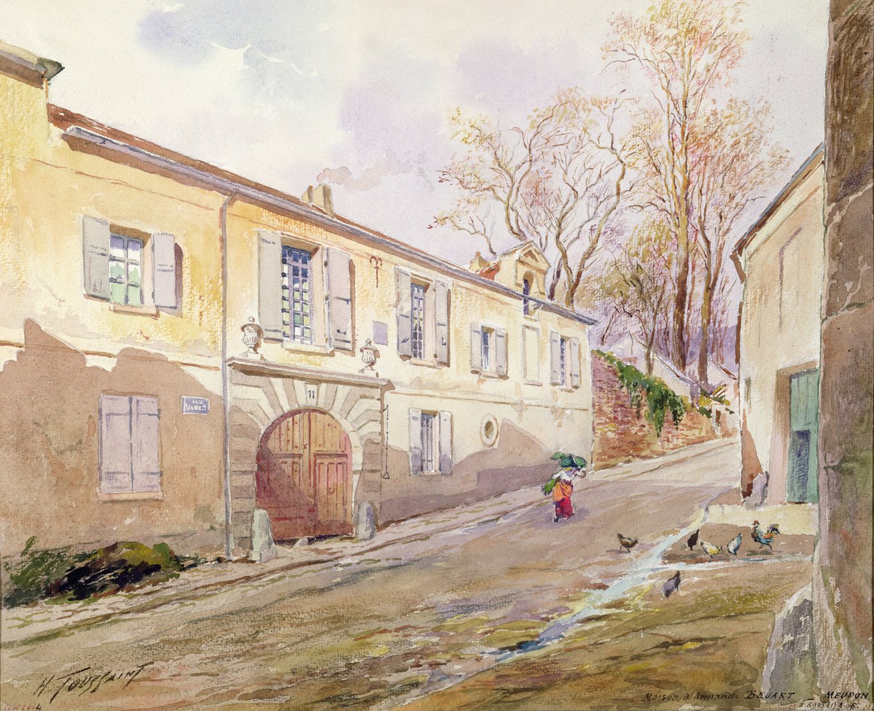 The House of Armande Bejart (1642-1700) في Meudon ، c.1906 (مرحاض على ورق) بواسطة هنري توسان