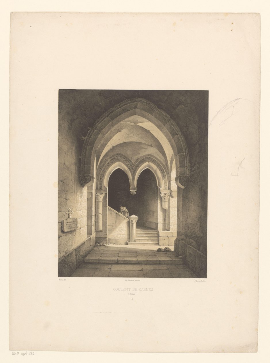 داخل دير مع راهبان في الخلفية كوفينت دي كارمز ، روان (العنوان على الكائن) بواسطة هنري دي بوج دورشويلر