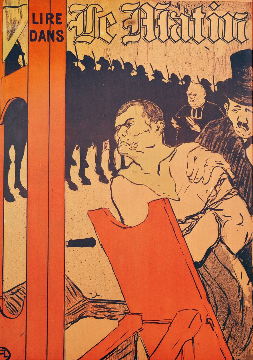 عند سفح المشنقة ، إعلان عن "Le Matin" ، 1893 (الطباعة الحجرية الملونة) بواسطة هنري دي تولوز لوتريك