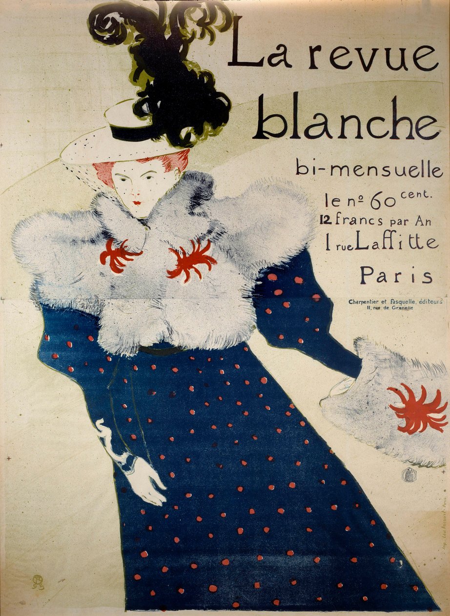 غلاف مجلة "La revue blanche" التي تصدر كل شهرين "". الطباعة الحجرية لهنري دي تولوز لوتريك (1864-1901) بواسطة هنري دي تولوز لوتريك