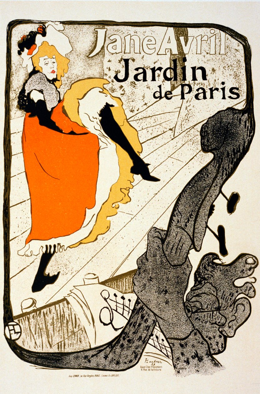 جين أفريل في Jardin de Paris ، 1893. بواسطة هنري دي تولوز لوتريك