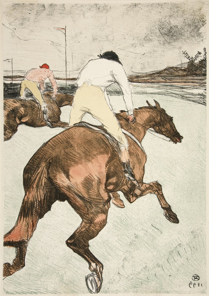 Le Jockey  Chevaux de Courses, pub. 1899 (colour litho) بواسطة هنري دي تولوز لوتريك