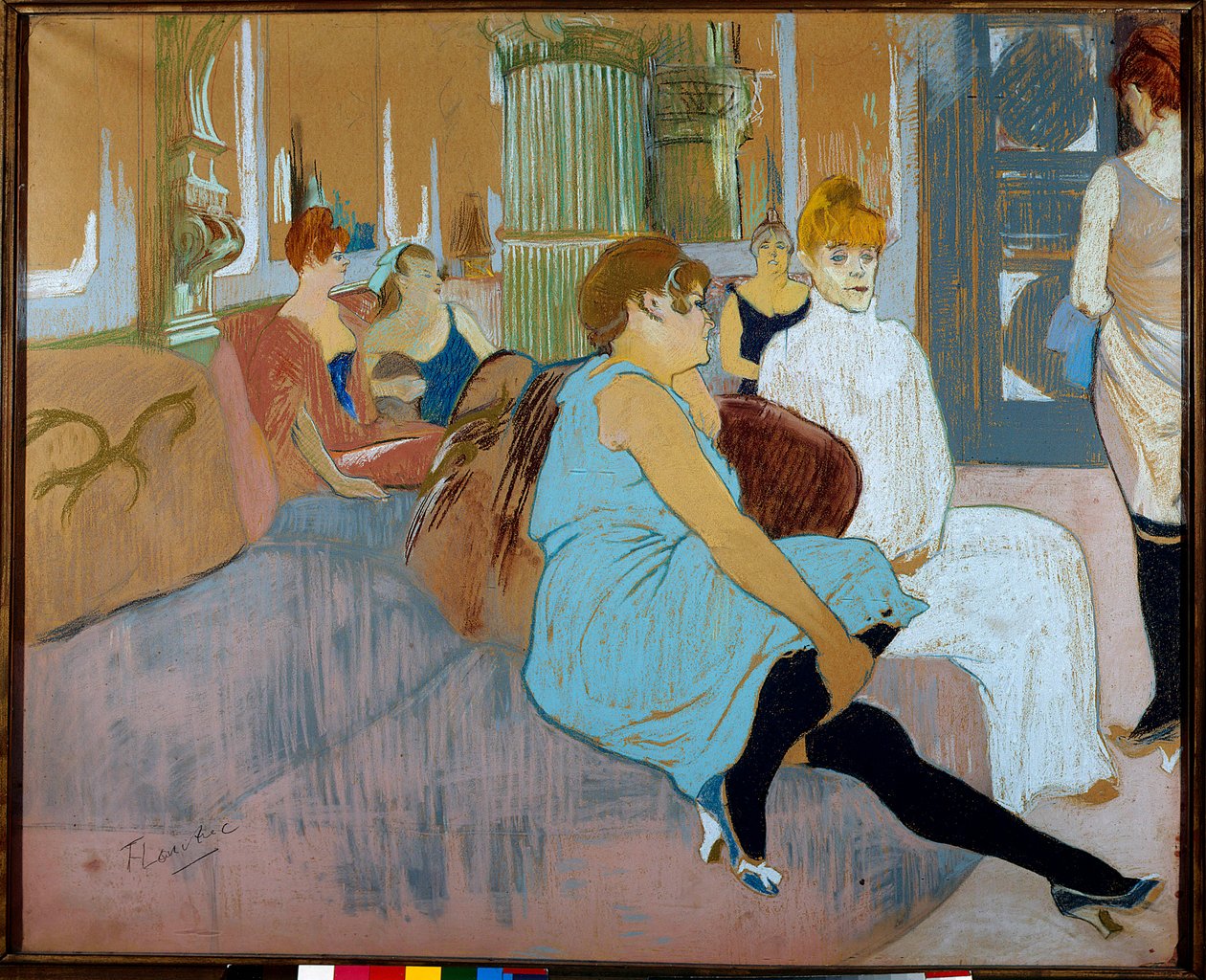 Le salon de la rue des Moulins (Paris). Watercolour by Henri De Toulouse Lautrec (Toulouse-Lautrec) (1864-1901) بواسطة هنري دي تولوز لوتريك