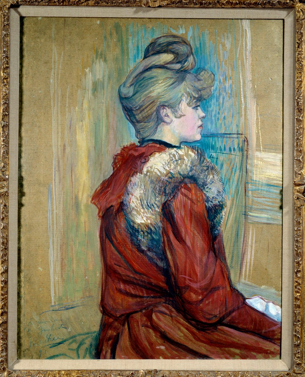 صورة لفتاة ذات فرو دراسة لـ "" Le Moulin de La Galette "" لوحة رسمها Henri de Toulouse Lautrec (1864-1901) 1889 مجموعة خاصة - صورة لفتاة ذات فرو. دراسة عن "Le Moulin de la Galette" ". لوحة هنري دي تولوز لوتريك (1864-190 بواسطة هنري دي تولوز لوتريك