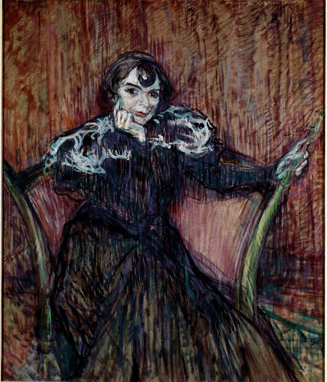 Portrait of actress Berthe Bady. Painting by Henri de Toulouse-Lautrec (Toulouse Lautrec بواسطة هنري دي تولوز لوتريك