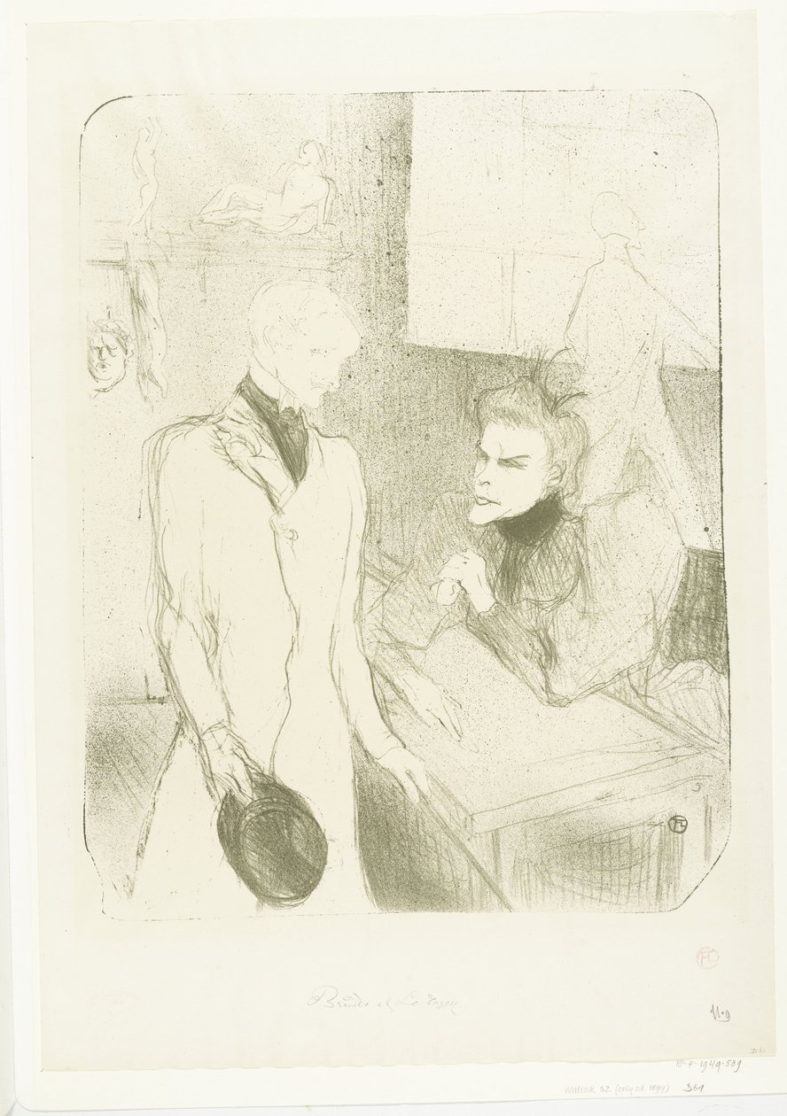 الممثلة Portret van Marthe Brandès بدور الممثل Charles le Bargy في لهجة ليه كابوتين برانديز وبارجي في كابوتين بواسطة هنري دي تولوز لوتريك