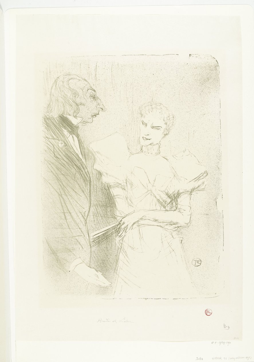 الممثلة Portret van Marthe Brandès بدور الممثل Louis-Pierre Leloir في لهجة ليه كابوتين Brandès و Leloir في Cabotins بواسطة هنري دي تولوز لوتريك