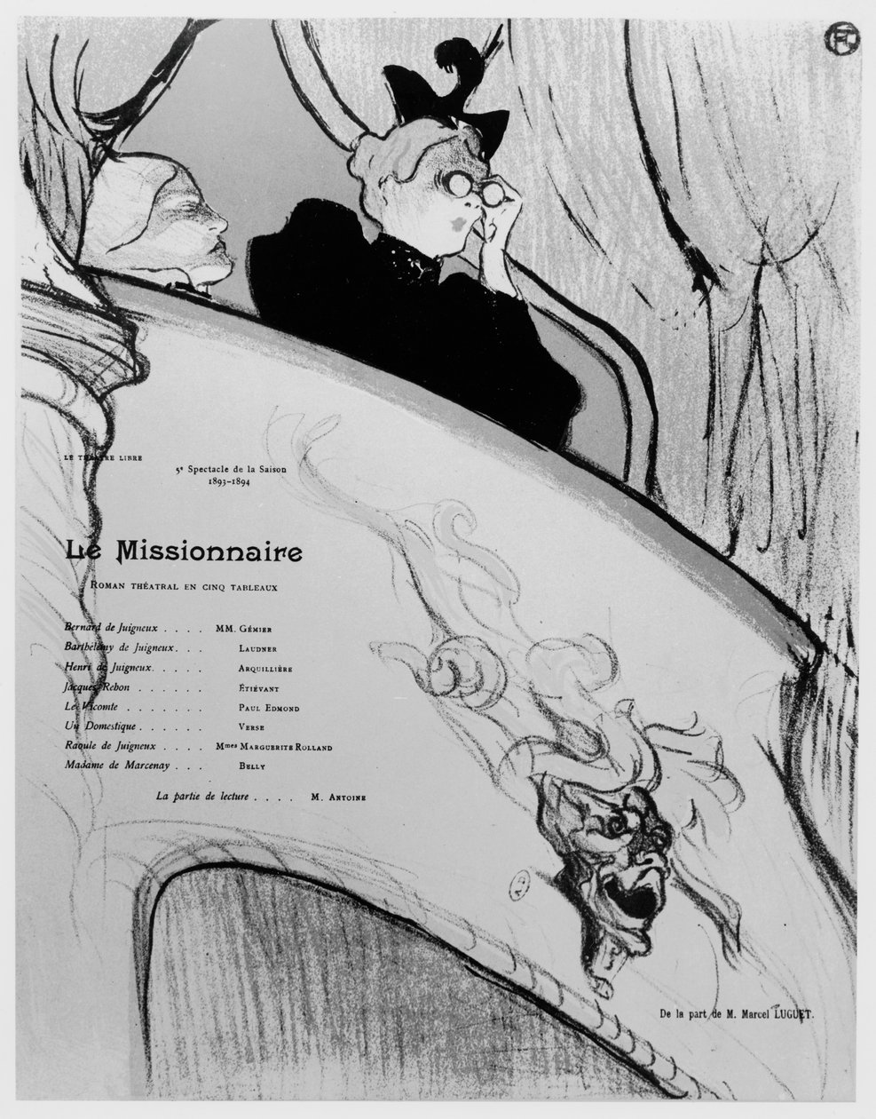 ملصق إعلان مسرحية "Le Missionnaire" ، 1893-94 (انظر أيضًا 212843) بواسطة هنري دي تولوز لوتريك