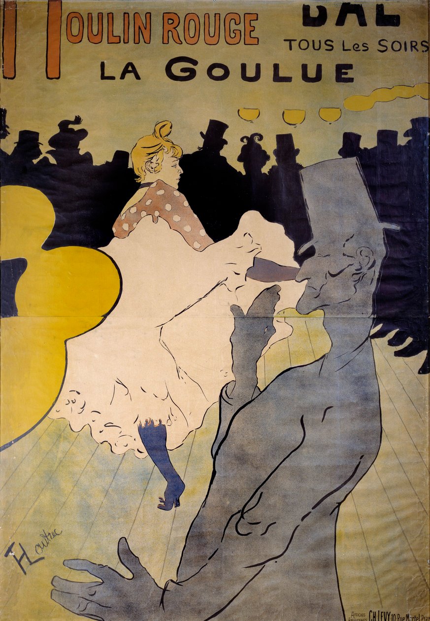 ملصق ملهى "La goulue" في مولان روج. رسم هنري دي تولوز لوتريك (1864-1901) 1891 بروكسل ، متحف Ixelles بواسطة هنري دي تولوز لوتريك