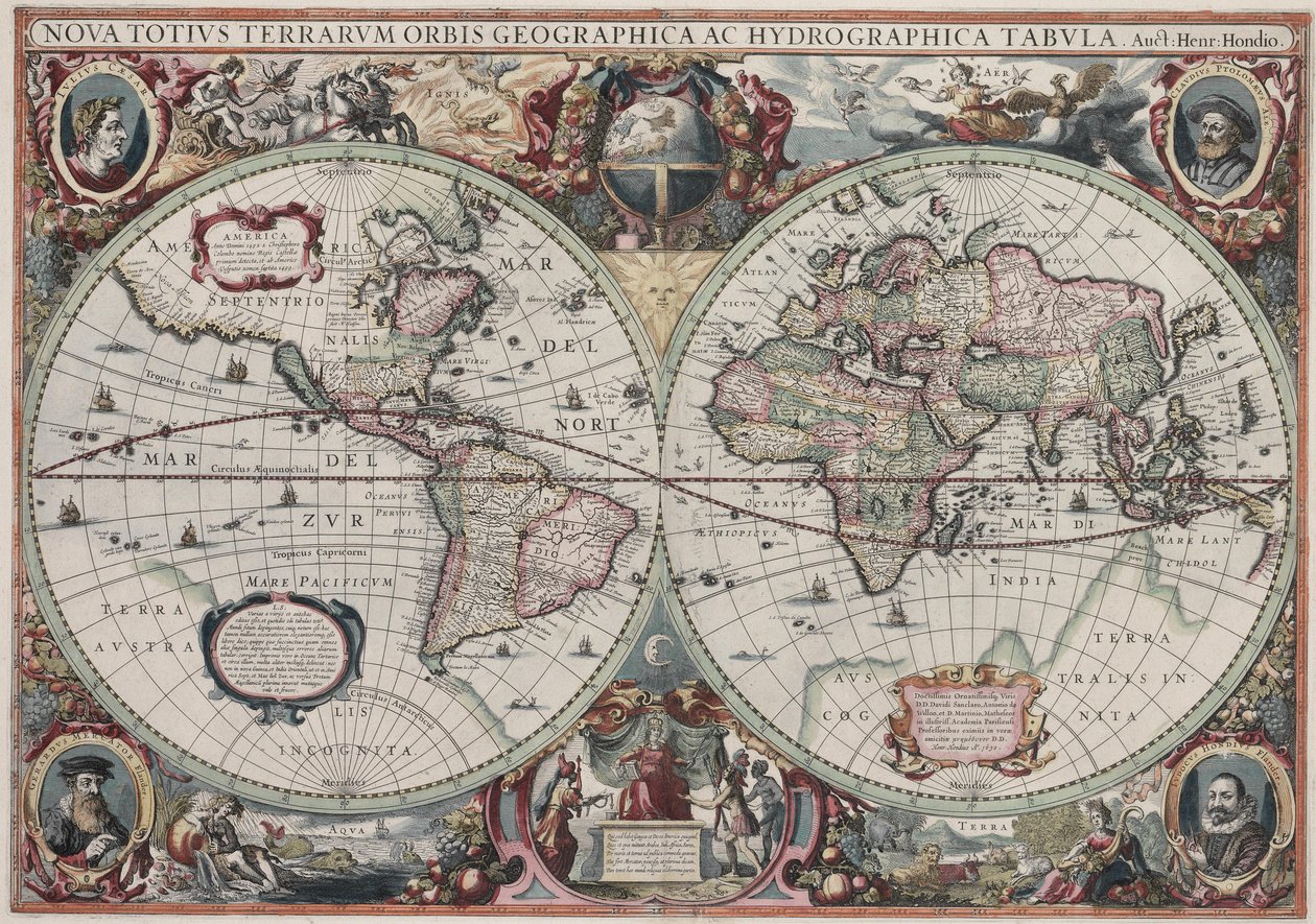 هل Nova totius terrarum orbis geographica ac cura delineata بواسطة هنريكوس هونديوس الثاني