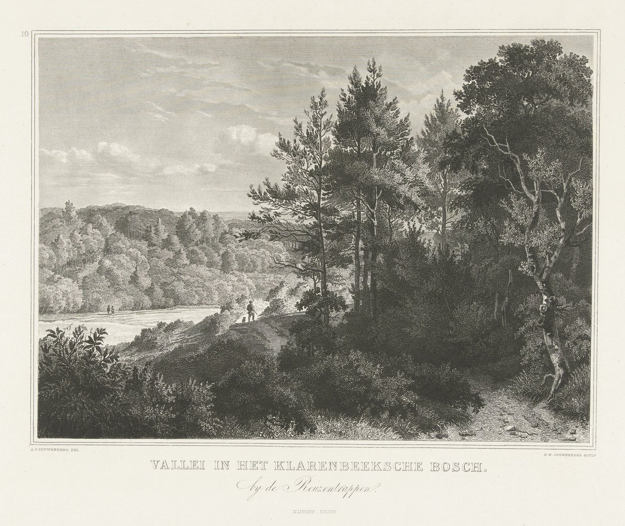 منظر لوادي في حديقة Klarenbeek بالقرب من Arnhem الوادي في Klarenbeeksche Bosch (العنوان على الكائن) مشاهد من محيط مدينة أرنهيم (عنوان المسلسل) بواسطة Henricus Wilhelmus Couwenberg