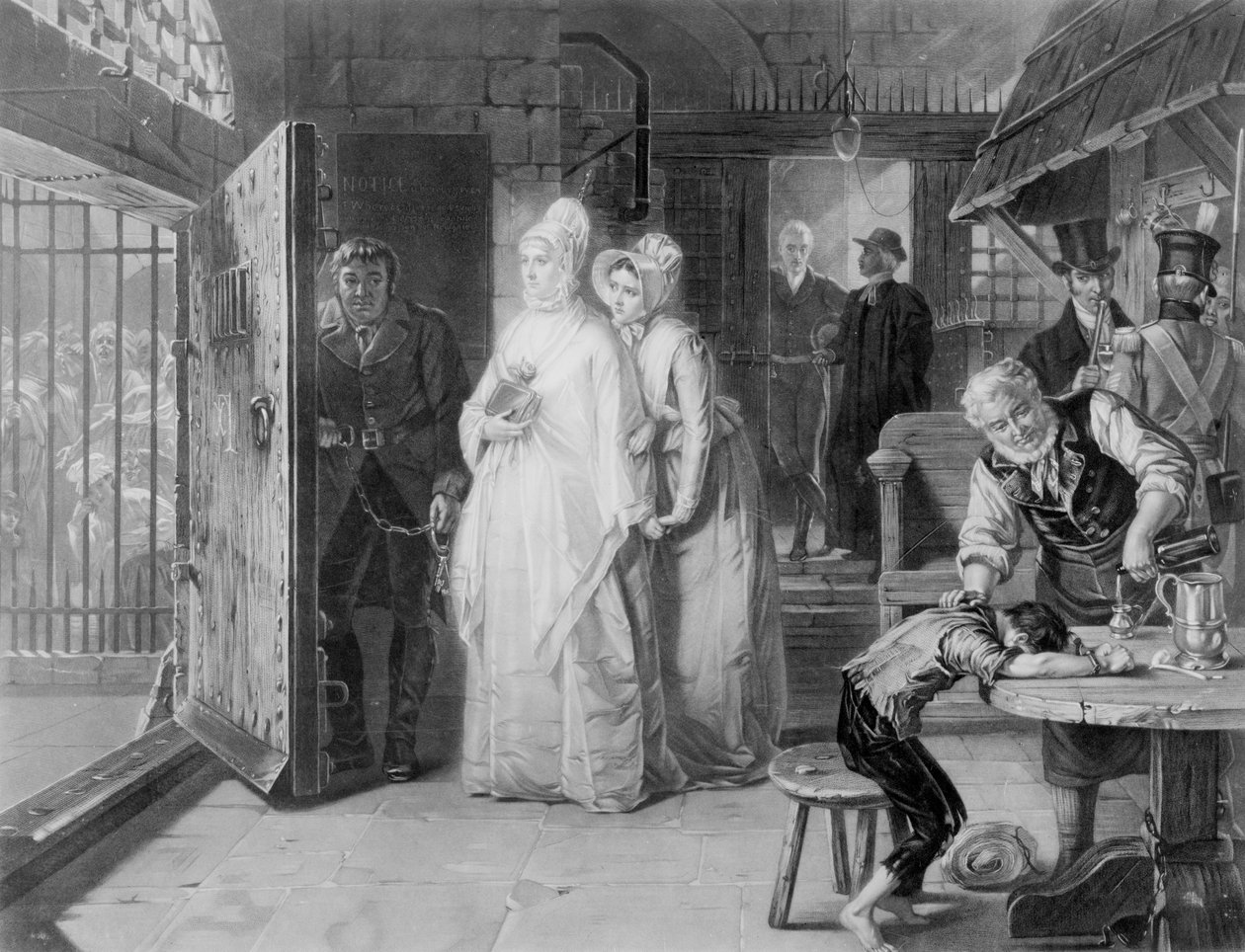 السيدة فراي تزور سجن نيوجيت ، 1893 بواسطة هنريتا ماري وارد