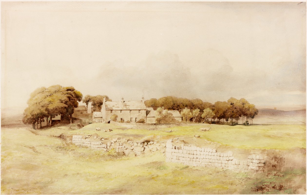 Birdoswald Farmhouse (قلم رصاص وألوان مائية على ورق (تم لصقها على البطاقة)) بواسطة هنري بوردون ريتشاردسون