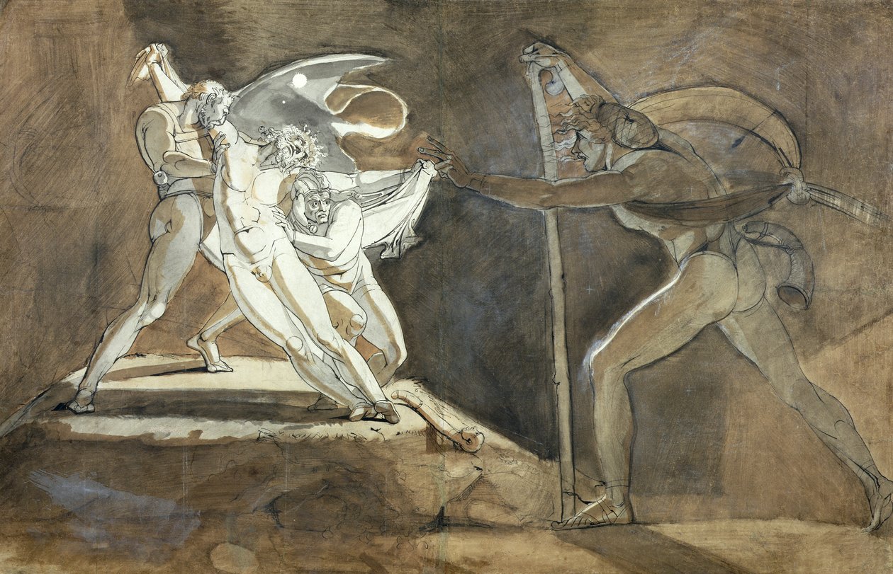 Edgar، Feigning Madness Apples King Lear (recto) 1772 (قلم ، حبر ، بني داكن على آثار قلم رصاص على ورق) بواسطة يوهان هاينريش فوسلي