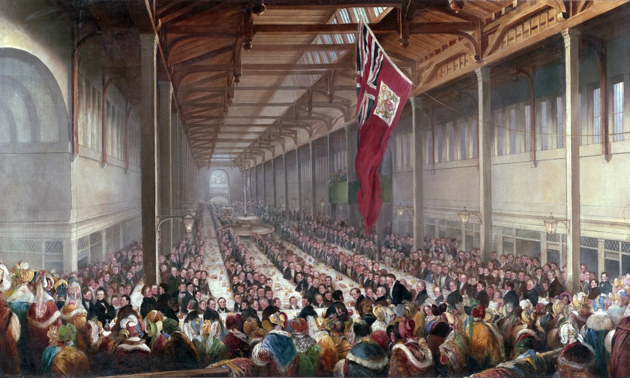 المأدبة التي أقيمت بمناسبة افتتاح سوق غرينجر ، نيوكاسل أبون تاين ، c.1835 بواسطة هنري بيرلي باركر