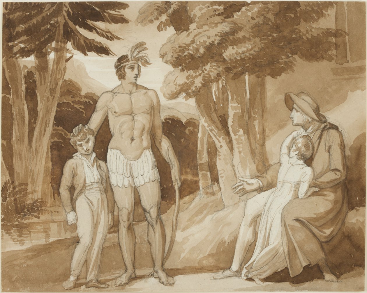 رسم توضيحي لـ "Gertrude of Wyoming" (حبر وقلم رصاص على ورق) بواسطة هنري بيرس بون