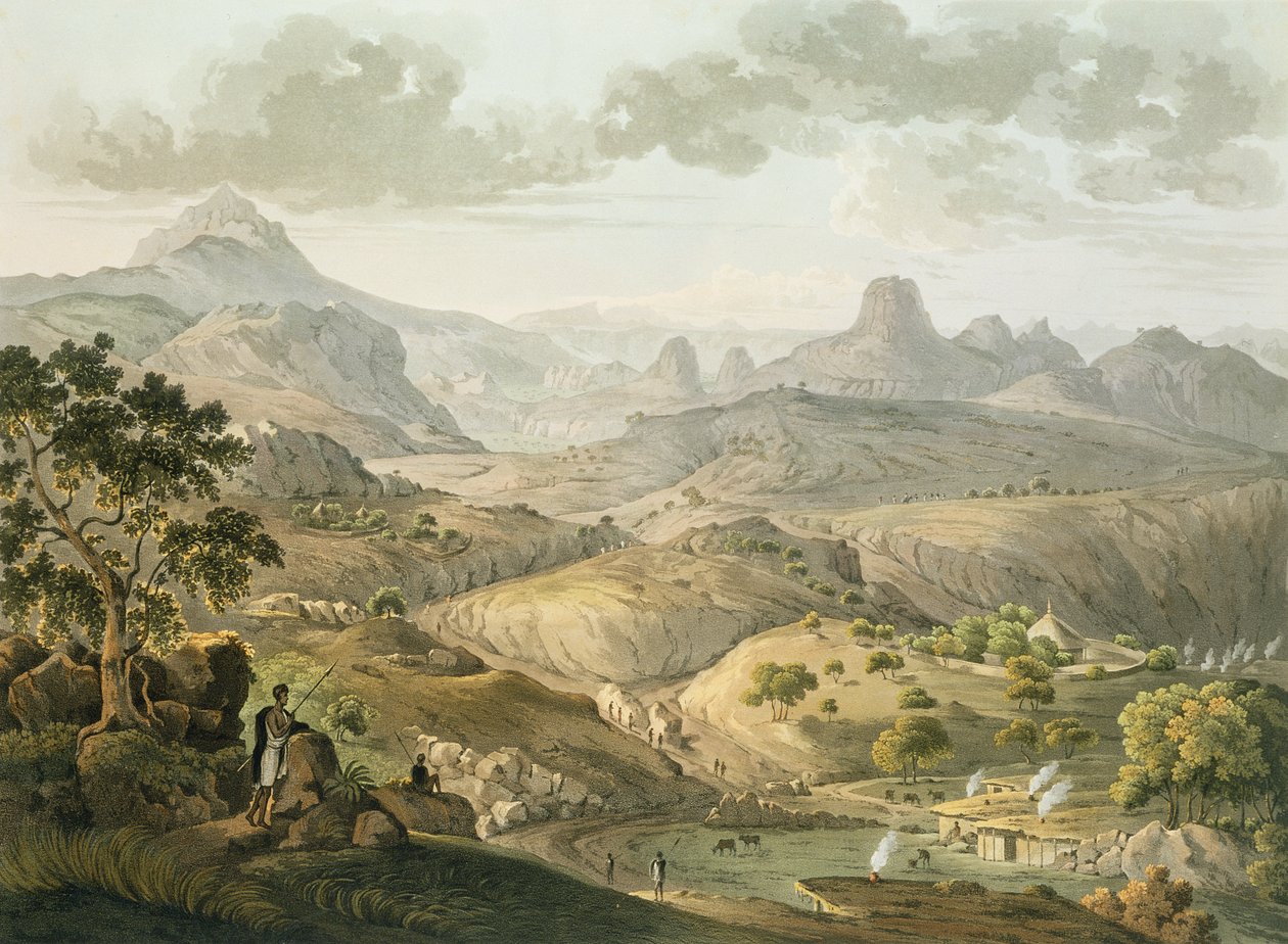 منظر بالقرب من قرية أسسيا ، في الحبشة ، نقشها دانيال هافيل (1785-1826) 1809 (أكواتينت) بواسطة هنري سالت