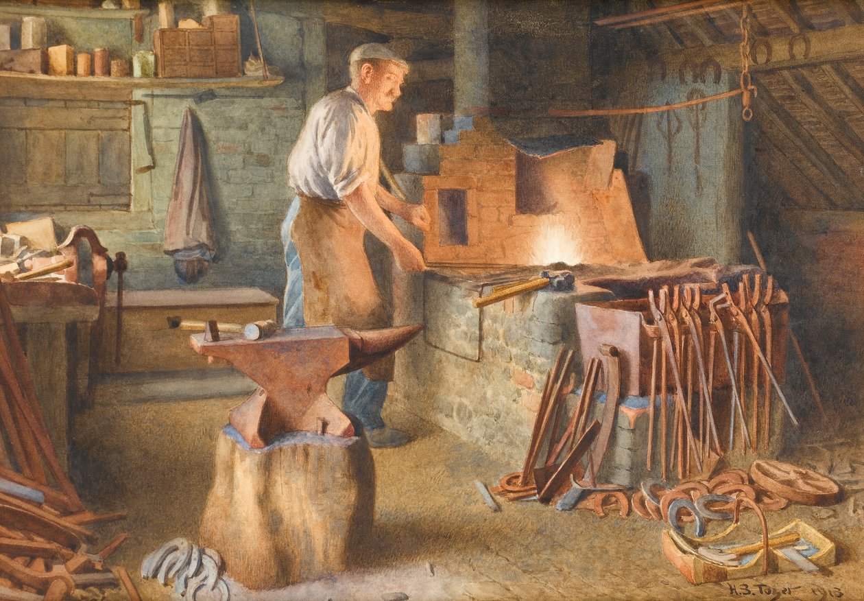 The Village Blacksmith ، 1918 (مرحاض على ورق) بواسطة هنري سبيرون توزر