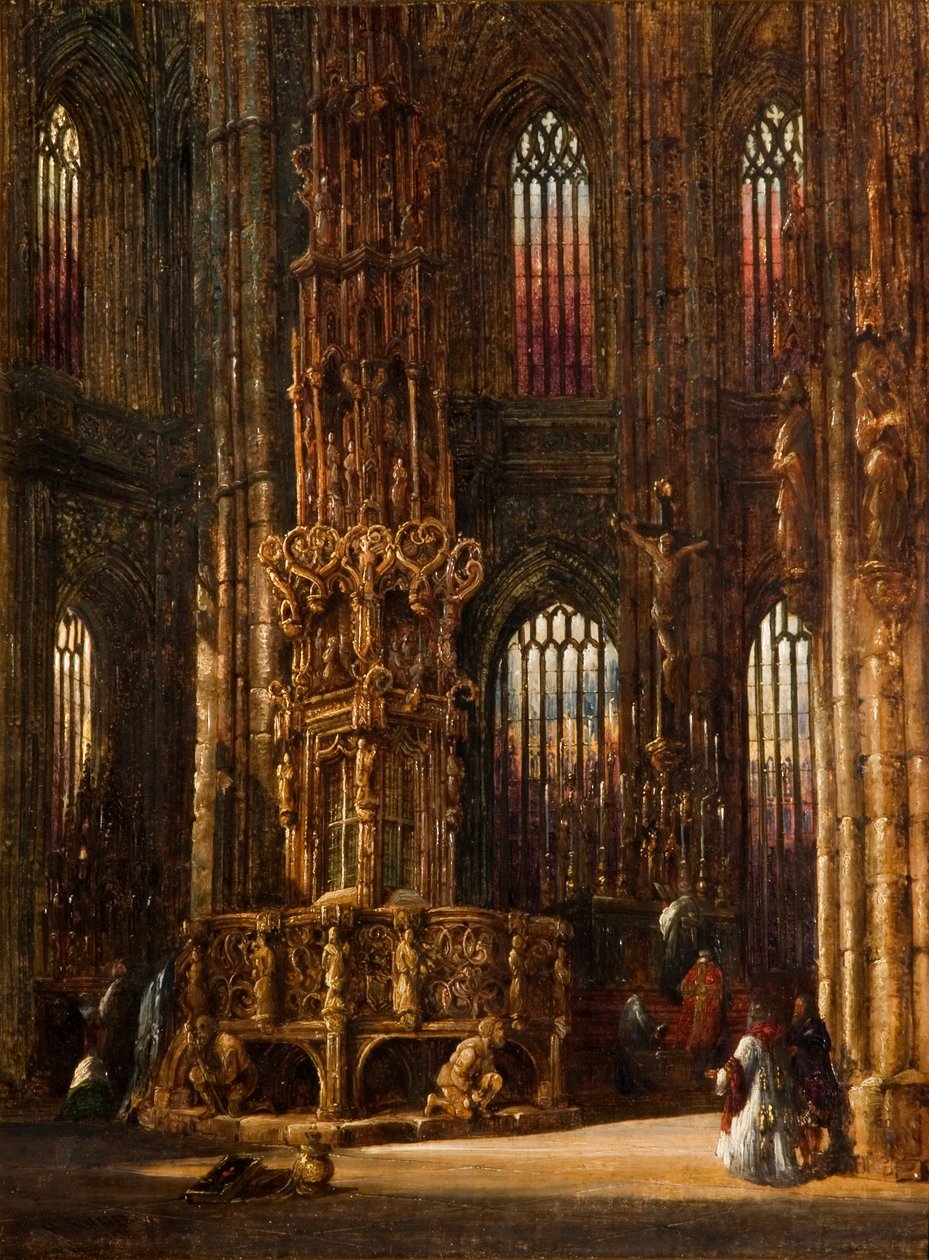 داخل كنيسة سانت لورانس ، نورمبرغ ، c.1875 بواسطة هنري توماس شافر