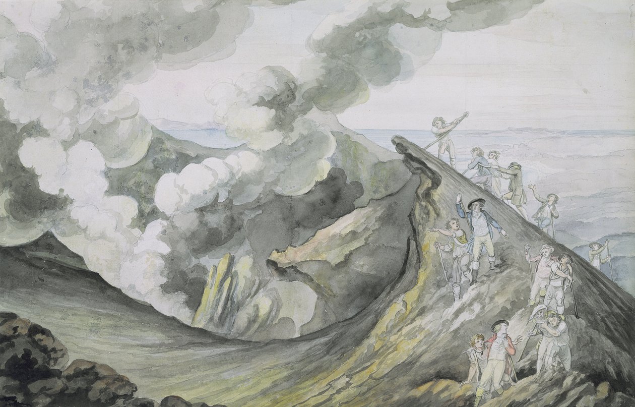 صعود فيزوف ، 1785-91 (مرحاض فوق الجرافيت على الورق) بواسطة هنري تريشام