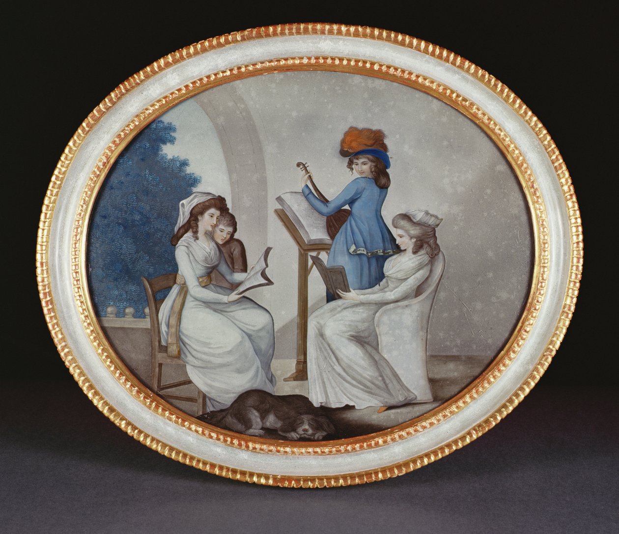 لوحة زجاجية عكسية تظهر الموسيقيين ، فترة تشيان لونغ (1736-1795) ج .1790 (زجاج) بواسطة هنري دبليو بانبري