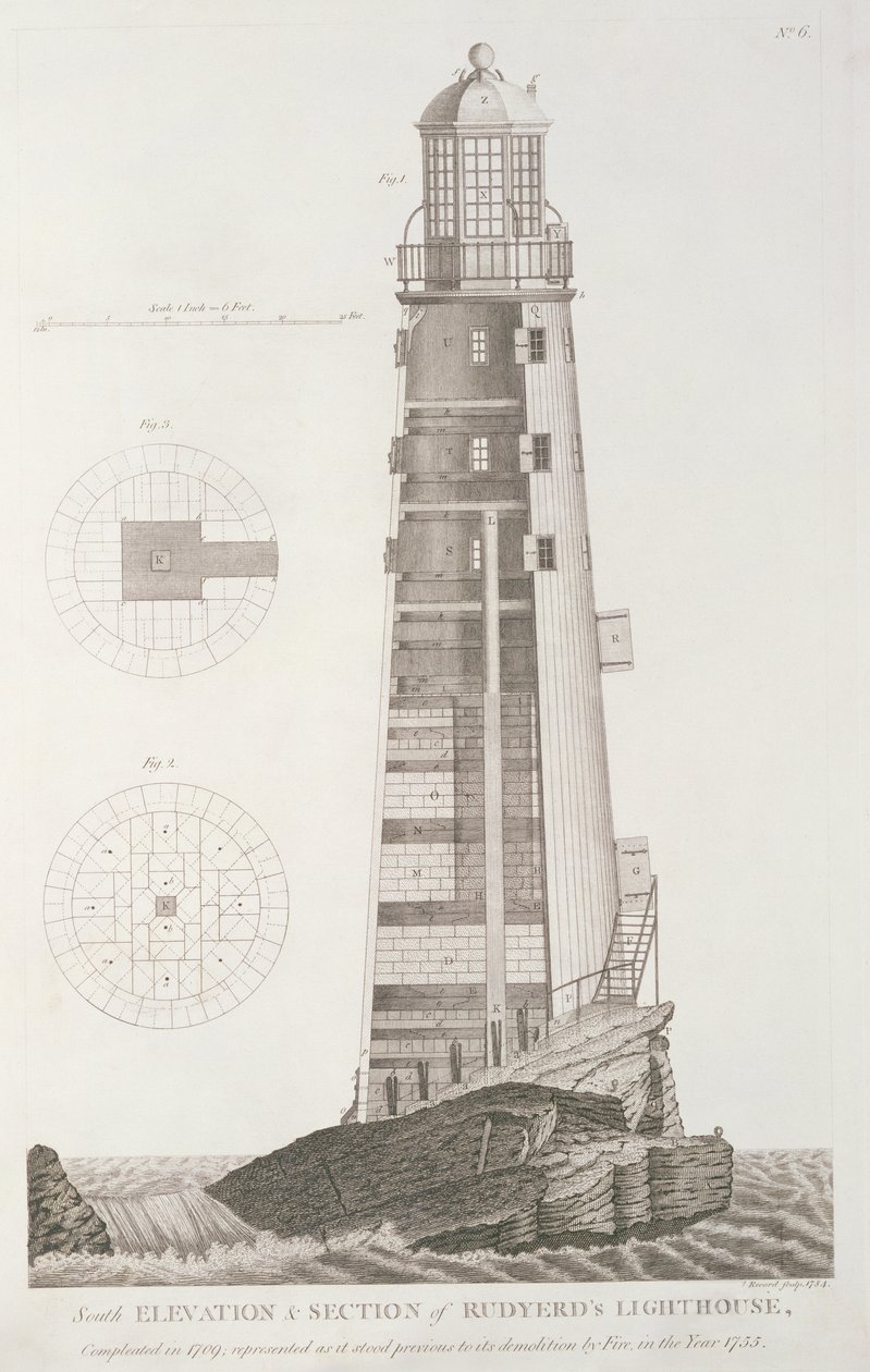 منارة إديستون منقوشة بواسطة جون ريكورد (fl.1768-80) ، 1784 بواسطة هنري وينستانلي