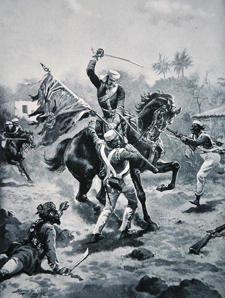 فوز الملازم روبرتس برصيد رأس المال ، الثاني من يناير 1858 ، رسم توضيحي من "تاريخ الأمة" (ليتو) بواسطة هنري باين